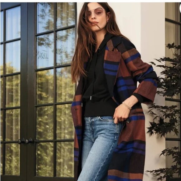 Avec Les Filles Plaid Pattern Coat in Blue | NWOT | Size XS - Picture 10 of 16